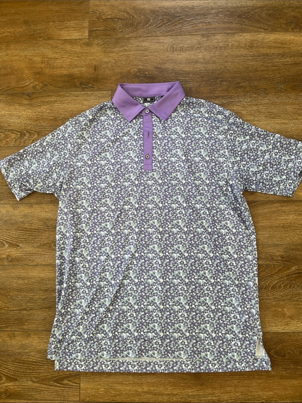 FootJoy Purple Micro Floral Polo with Lavender Collar